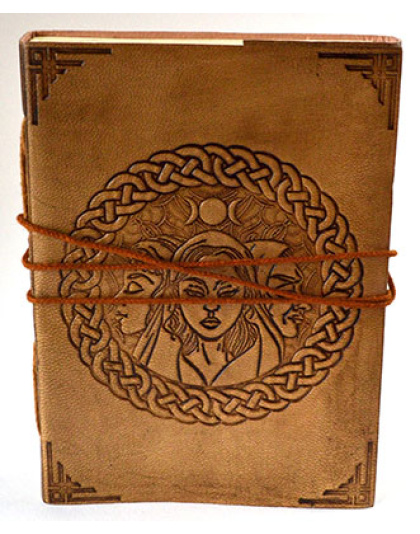 5" x 7" Triple Goddess leather blank book w/cord