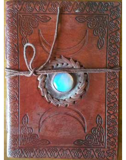 5" x 7" Triple Moon with Stone Embossed leather w/ cord