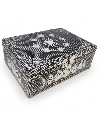 5"x 7" Moon Phase metal box  (over wood)