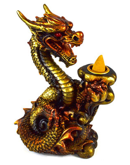 6" Copper Dragon back flow incense burner