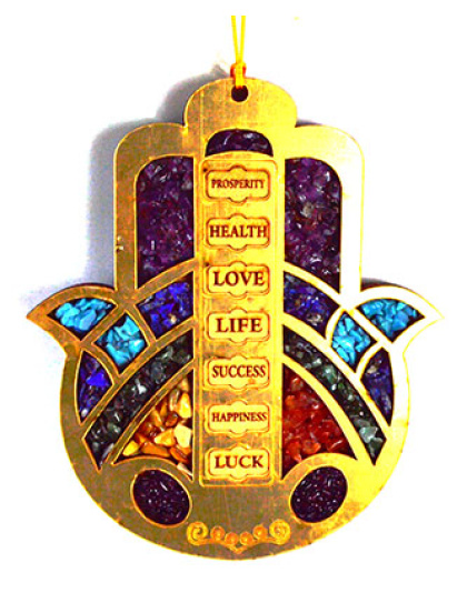 6" Hamsa Hand W Crystals