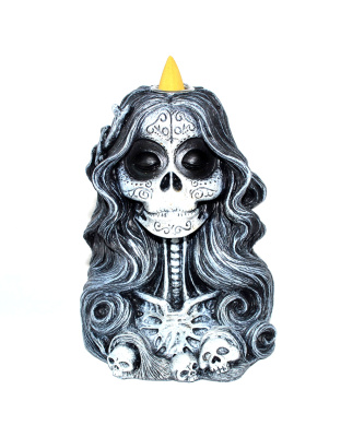 6" Santa Muerte back flow incense burner