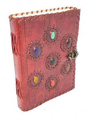 6" x 8" 7 Chakra stones Embossed leather w/ latch