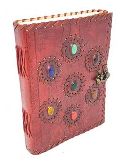 6" x 8" 7 Chakra stones Embossed leather w/ latch