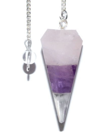 6-sided Amethyst & Rose Quartz pendulum