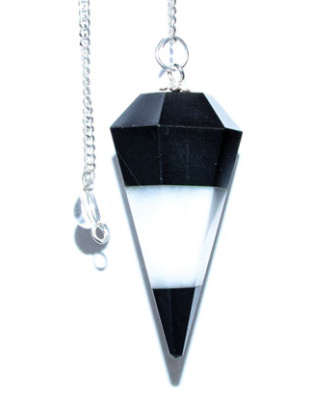 6-sided Tourmaline & White Agate pendulum