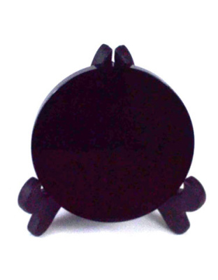 6cm Black Obsidian scrying mirror W/ stand