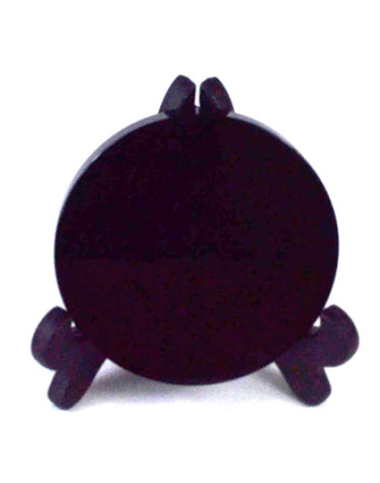6cm Black Obsidian scrying mirror W/ stand