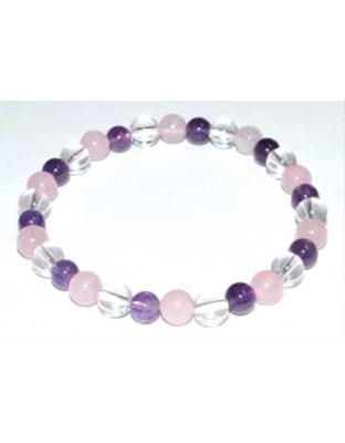 6mm Amethyst, Rose Quartz & Quartz bracelet