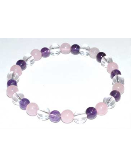 6mm Amethyst, Rose Quartz & Quartz bracelet