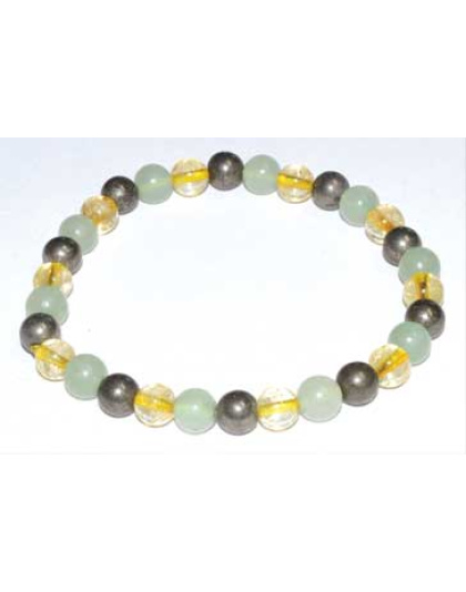 6mm Aventurine, Green, Citrine & Pyrite bracelet