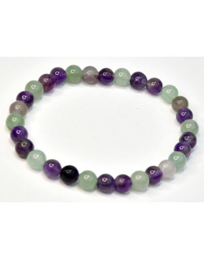 6mm Fluorite, Amethyst & Green Aventurine bracelet