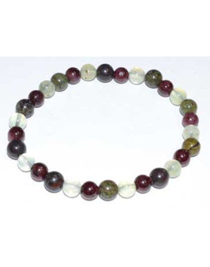 6mm Jasper, Dragon Blood, Garnet & Prehnite bracelet