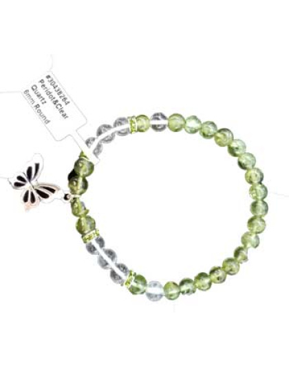 6mm Peridot/ Quartz Butterfly bracelet