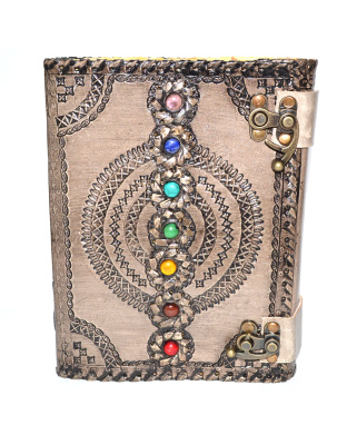 7 Chakra aged looking paper leather w/ latch