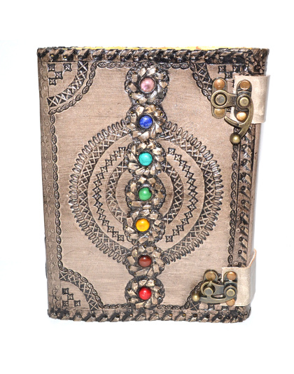 7 Chakra aged looking paper leather w/ latch