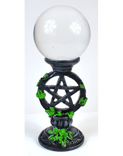 80mm Clear gazing ball with Pentagram Stand