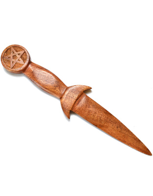 8 1/2" Wood Pentagram athame