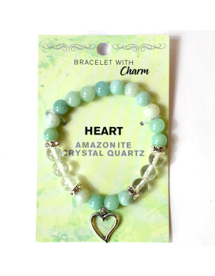 8mm Amazonite/ Quartz with Heart