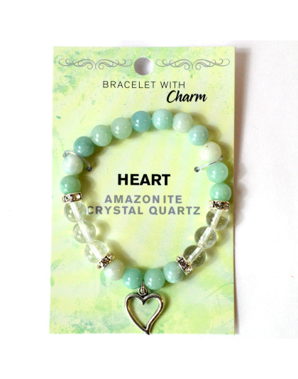8mm Amazonite/ Quartz with Heart