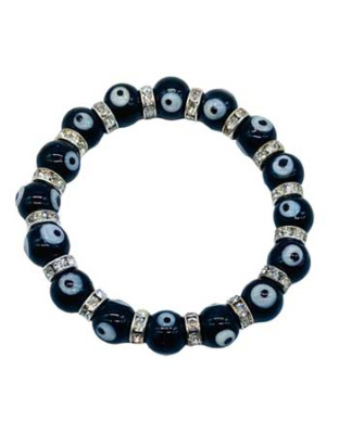 8mm Evil Eye, Black bracelet