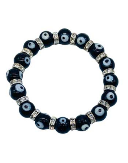 8mm Evil Eye, Black bracelet