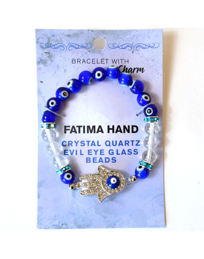 8mm Evil Eye/ Clear Quartz with Hand