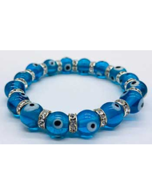 8mm Evil Eye in Aqua bracelet