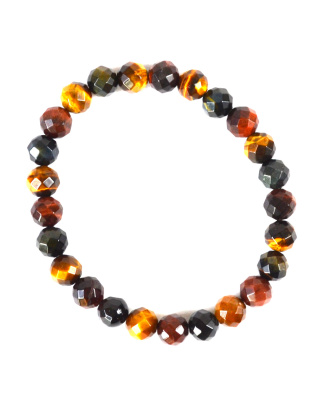 8mm Faceted Tiger Eye, Tricolor