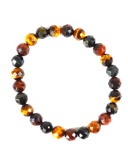 8mm Faceted Tiger Eye, Tricolor