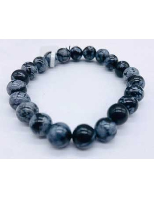 8mm Obsidian, Snowflake bracelet
