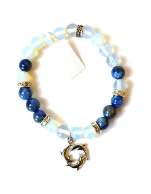 8mm Opalite/ Kyanite with Dolphins