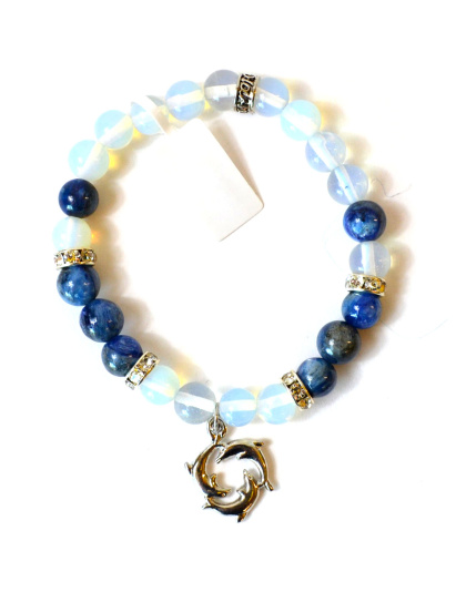 8mm Opalite/ Kyanite with Dolphins