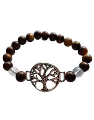 8mm Tiger Eye/ Quartz with Tree of Life