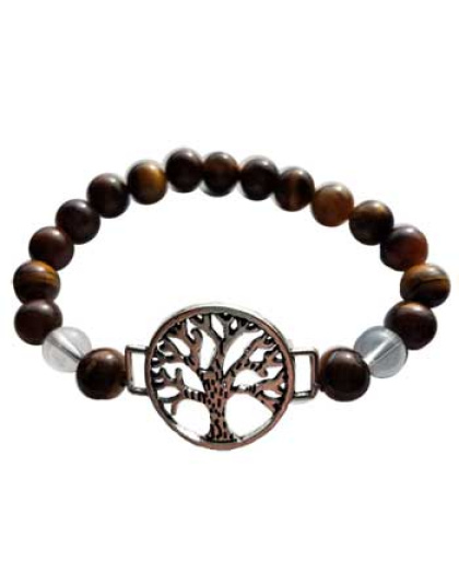 8mm Tiger Eye/ Quartz with Tree of Life