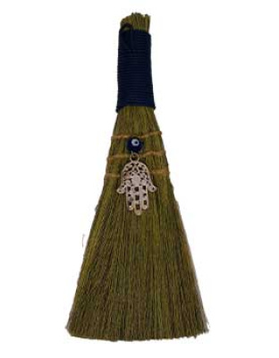 9" Broom Evil Eye Fatima Hand