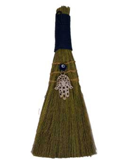 9" Broom Evil Eye Fatima Hand
