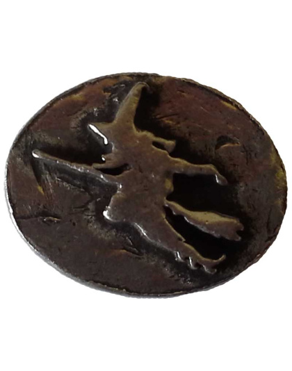 Witch on Broom pocket stone