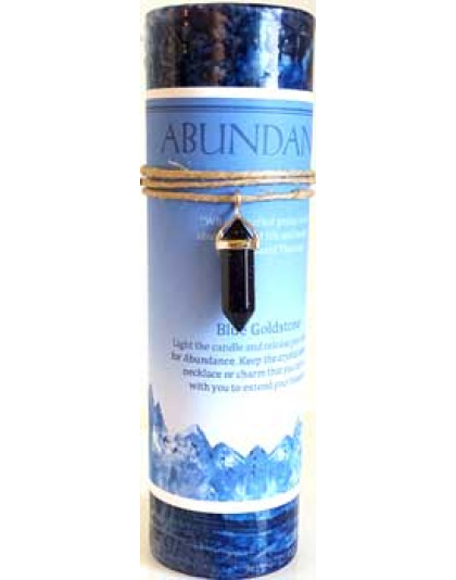 Abundance pillar candle with Blue Sandstone pendant