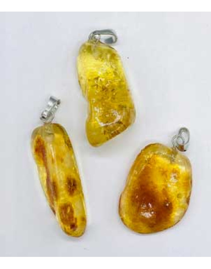 Amber tumbled pendant