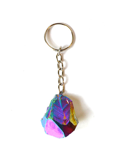 Amethyst (plated rainbow) keychain