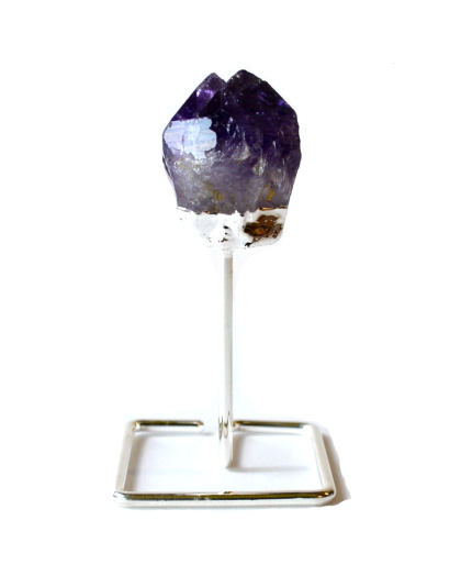 Amethyst on silver stand