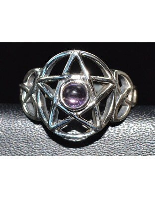 Amethyst pentagram ring adjustable