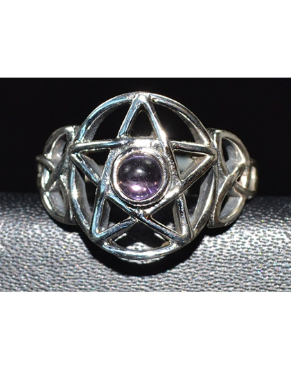 Amethyst pentagram ring adjustable