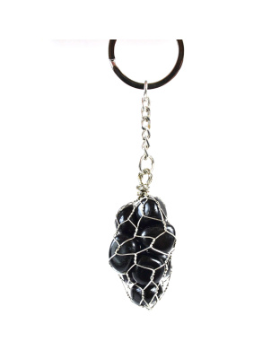 Back Obsidian wire bag keychain