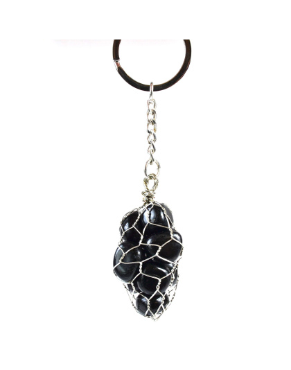 Back Obsidian wire bag keychain