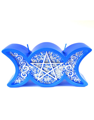 Blue Triple Moon candle