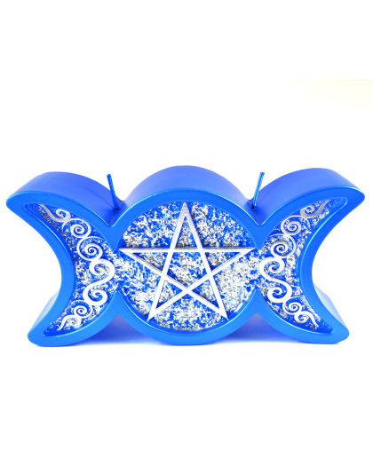 Blue Triple Moon candle