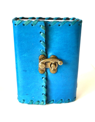 Blue leather w/ latch 3" x 5" - 240 pages - Unlined