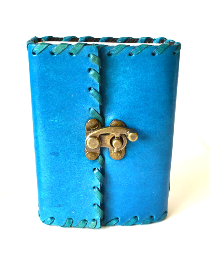 Blue leather w/ latch 3" x 5" - 240 pages - Unlined